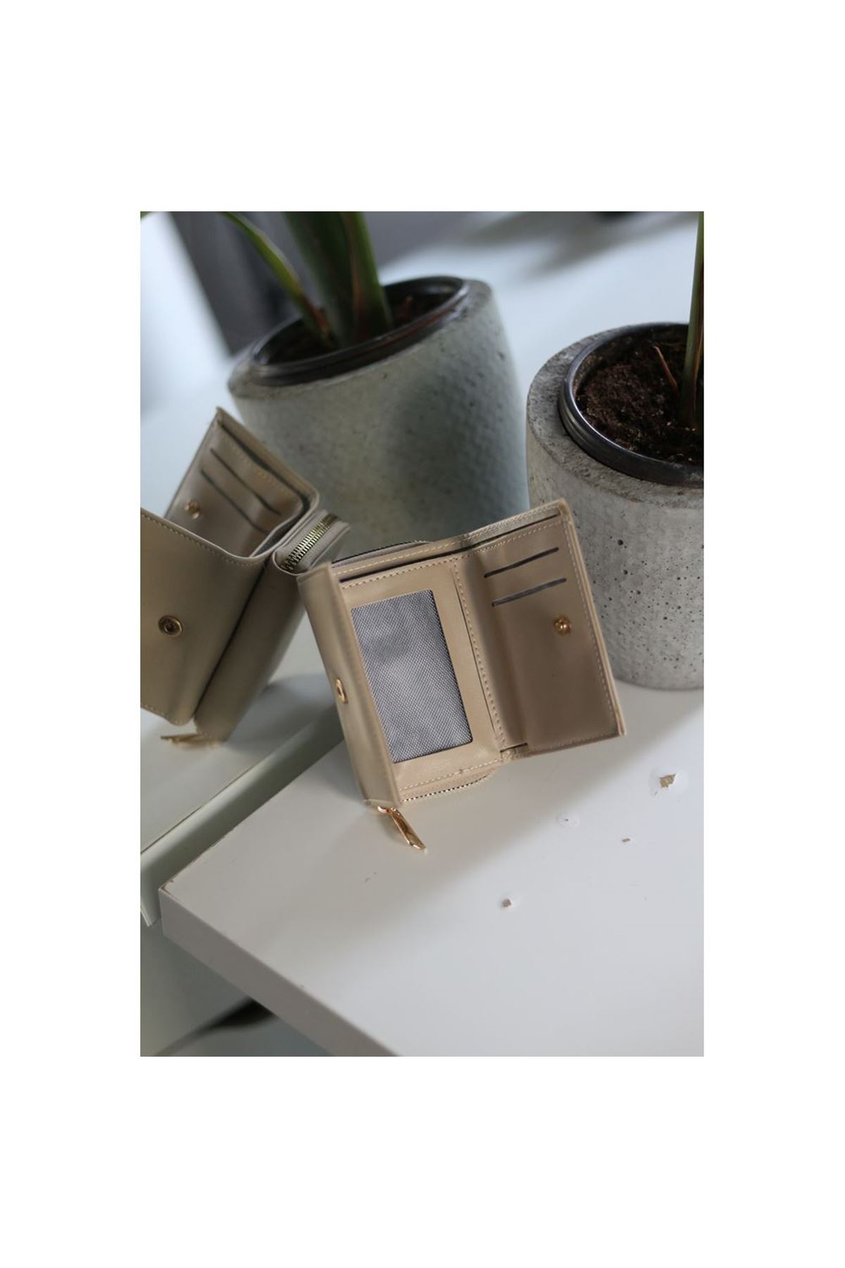 Vizon Fermuar ve Kartlık Detaylı Mini Cüzdan