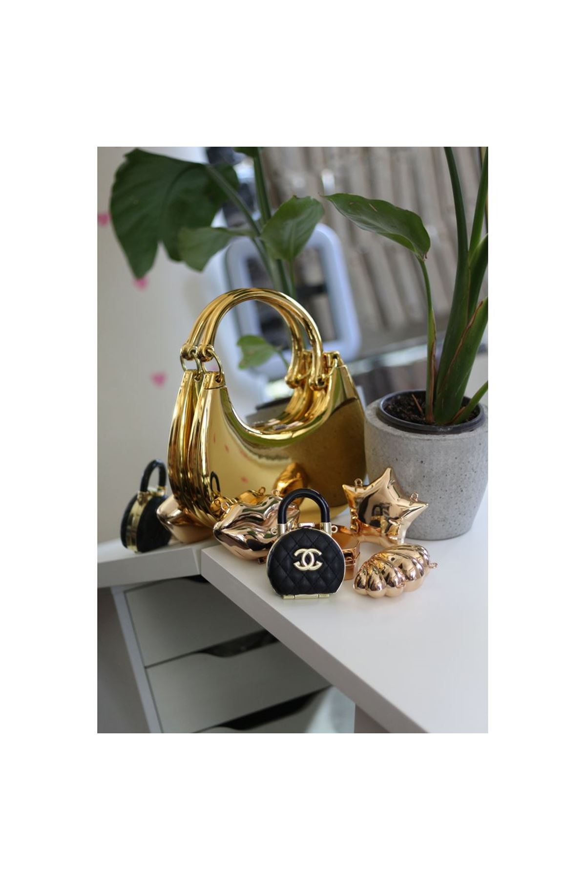 Gold Yıldız Mini Charm Çanta Aksesuarı