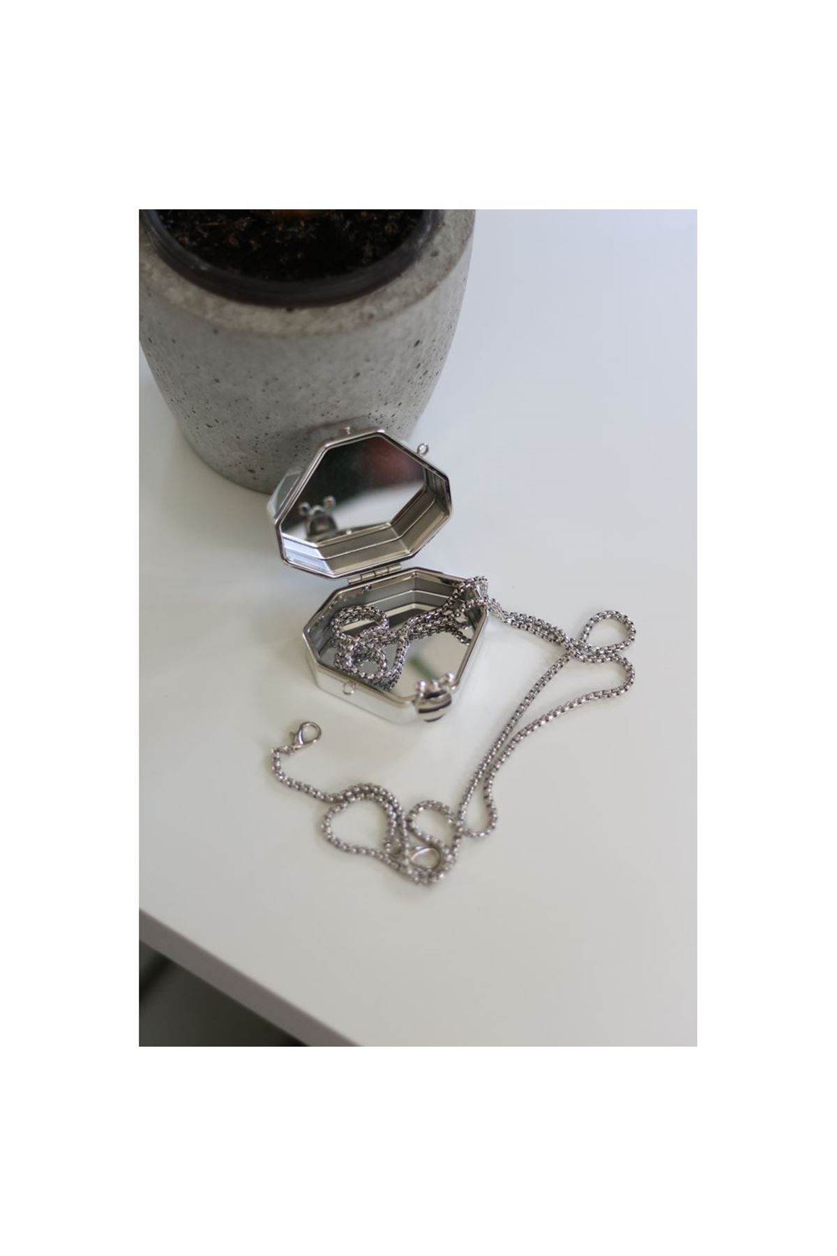 Silver Petek Aynalı Mini Charm Çanta Aksesuarı