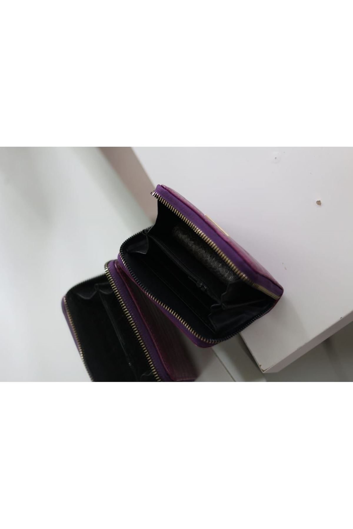 Kadın Mor Kroko Mini kartlık Cüzdan