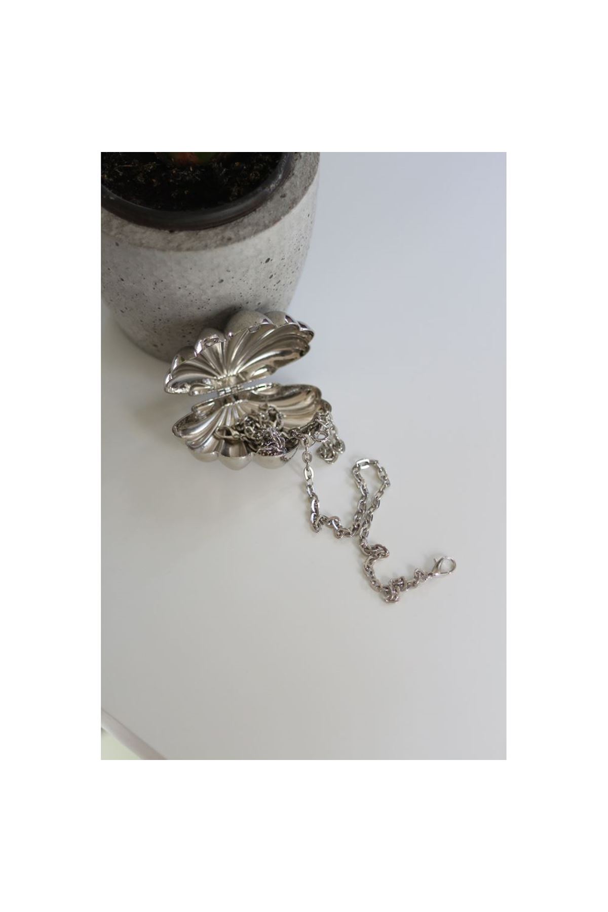 Silver İstiridye Mini Charm Çanta Aksesuarı