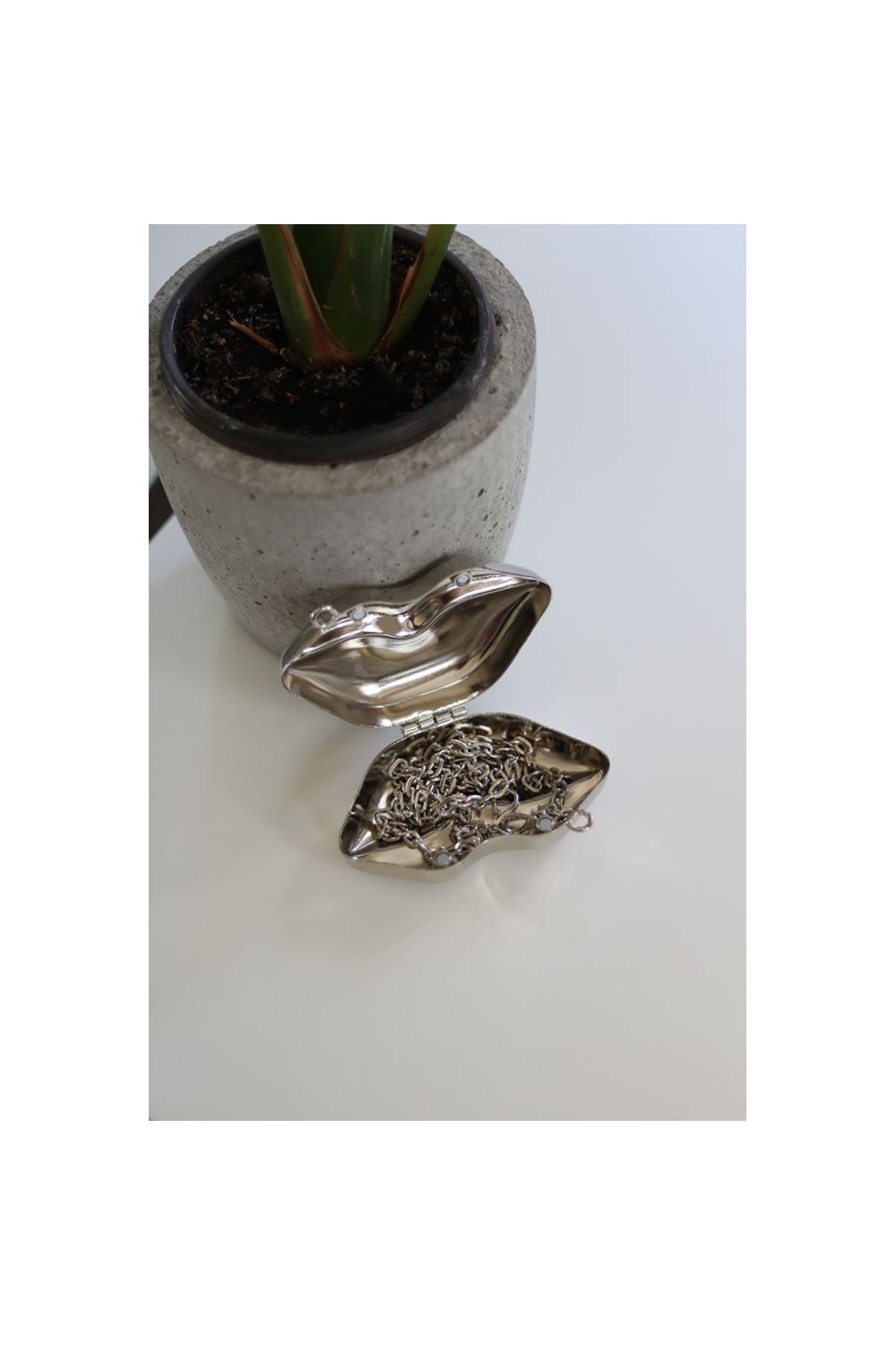 Silver Dudak Mini Charm Çanta Aksesuarı