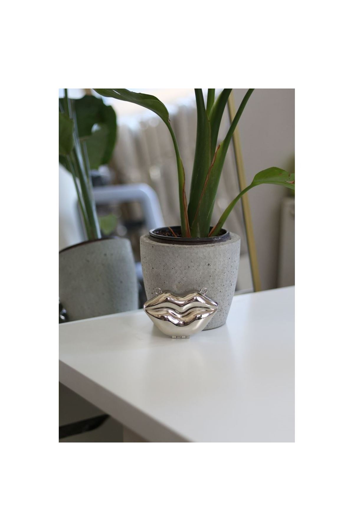 Silver Dudak Mini Charm Çanta Aksesuarı