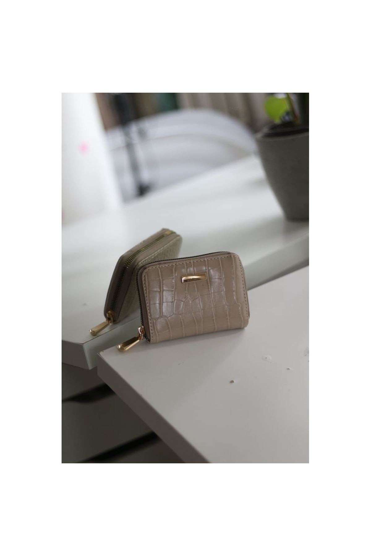 Kadın Vizon Kroko Mini kartlık Cüzdan