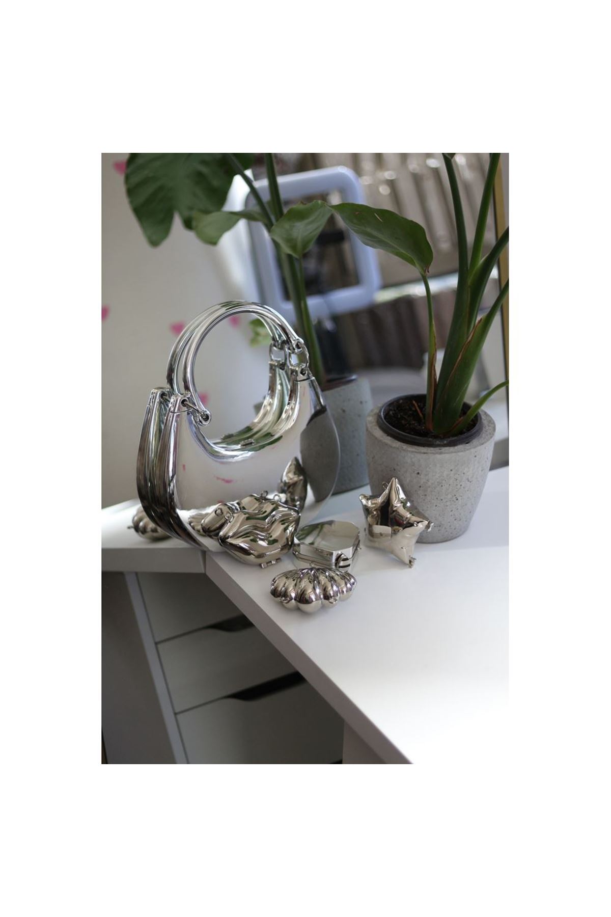 Silver Dudak Mini Charm Çanta Aksesuarı