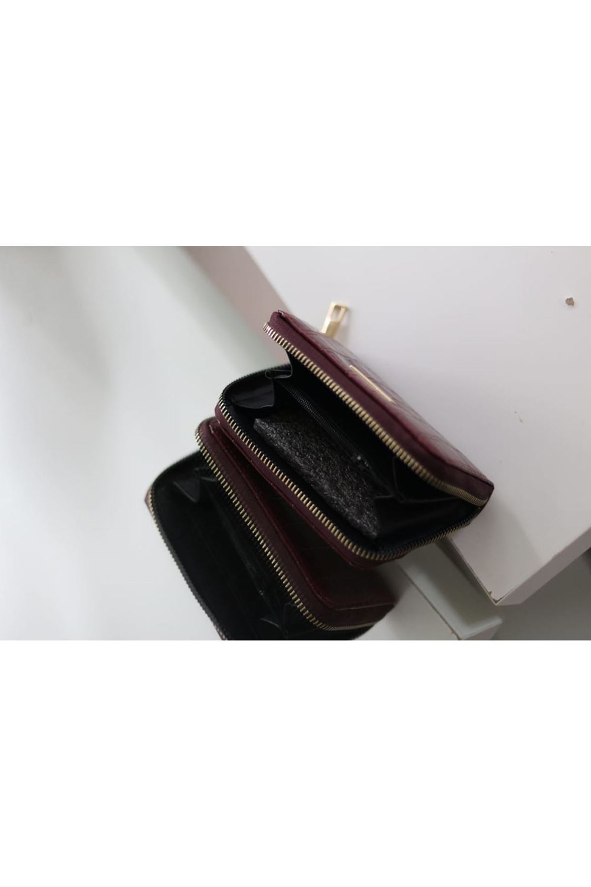 Kadın Bordo Kroko Mini kartlık Cüzdan