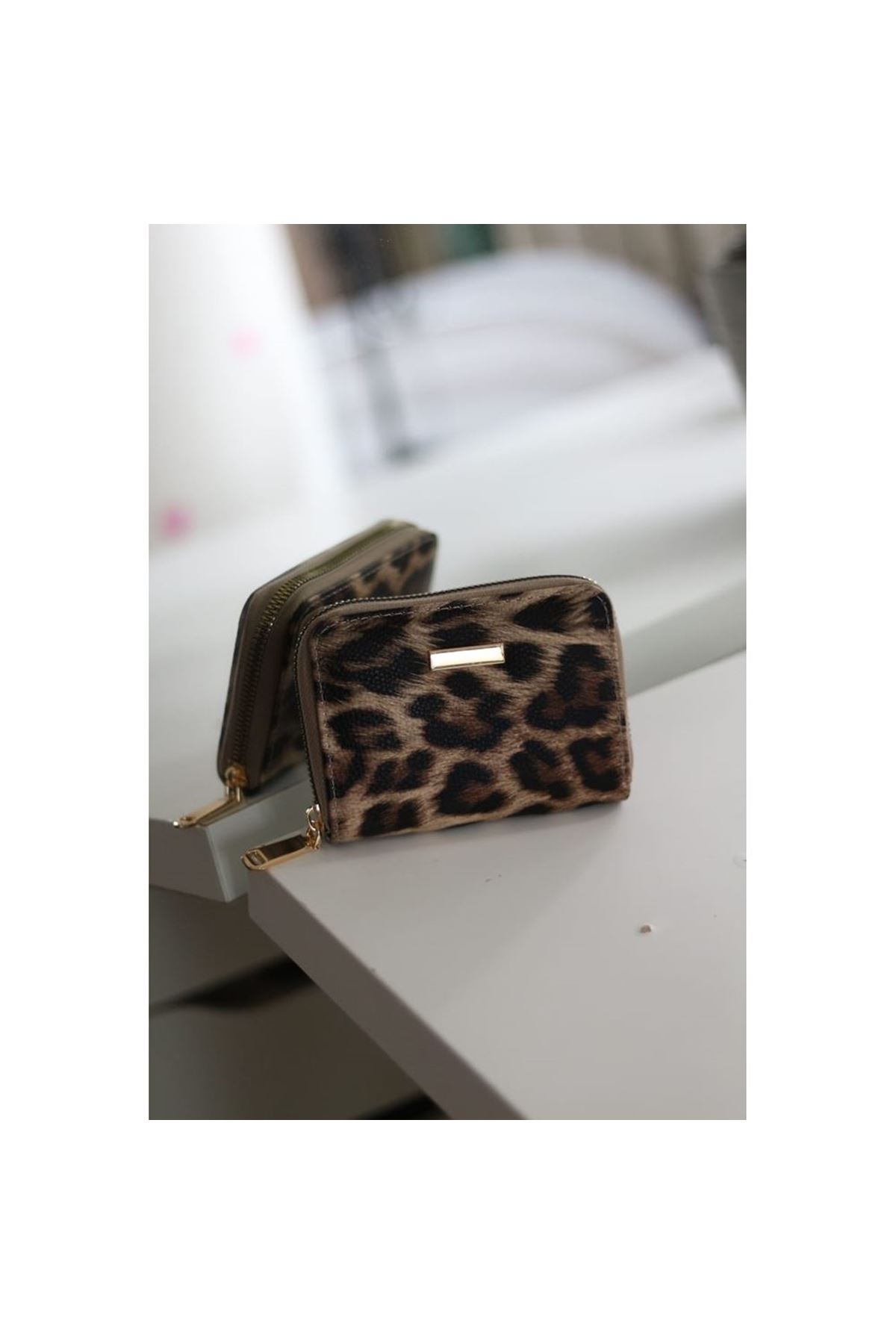 Kadın Leopar Kroko Mini kartlık Cüzdan