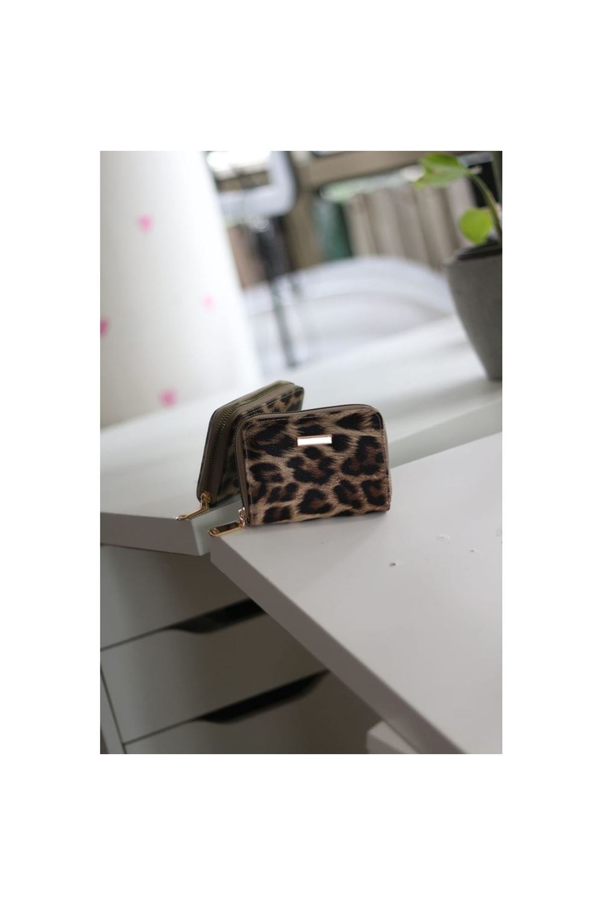 Kadın Leopar Kroko Mini kartlık Cüzdan