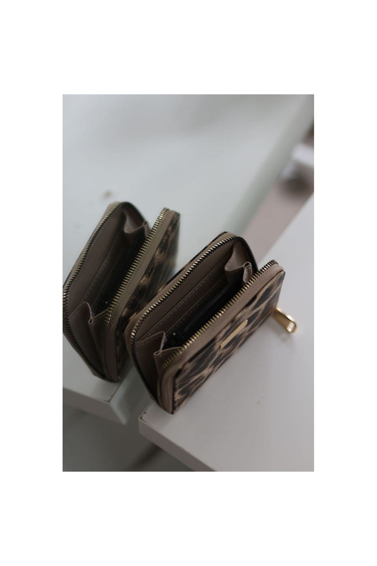 Kadın Leopar Kroko Mini kartlık Cüzdan