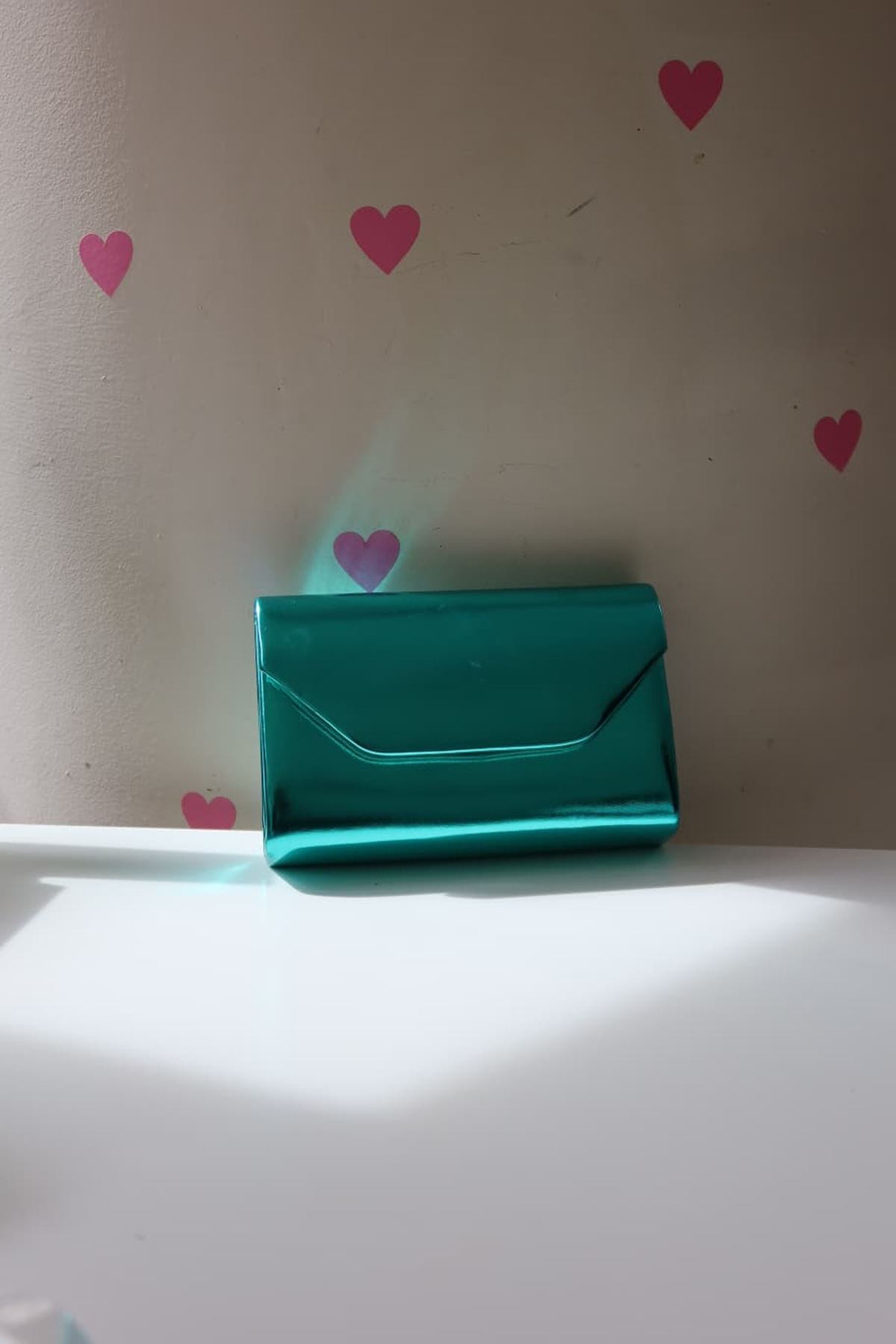 Turkuaz Parlak Mini Omuz Çantası