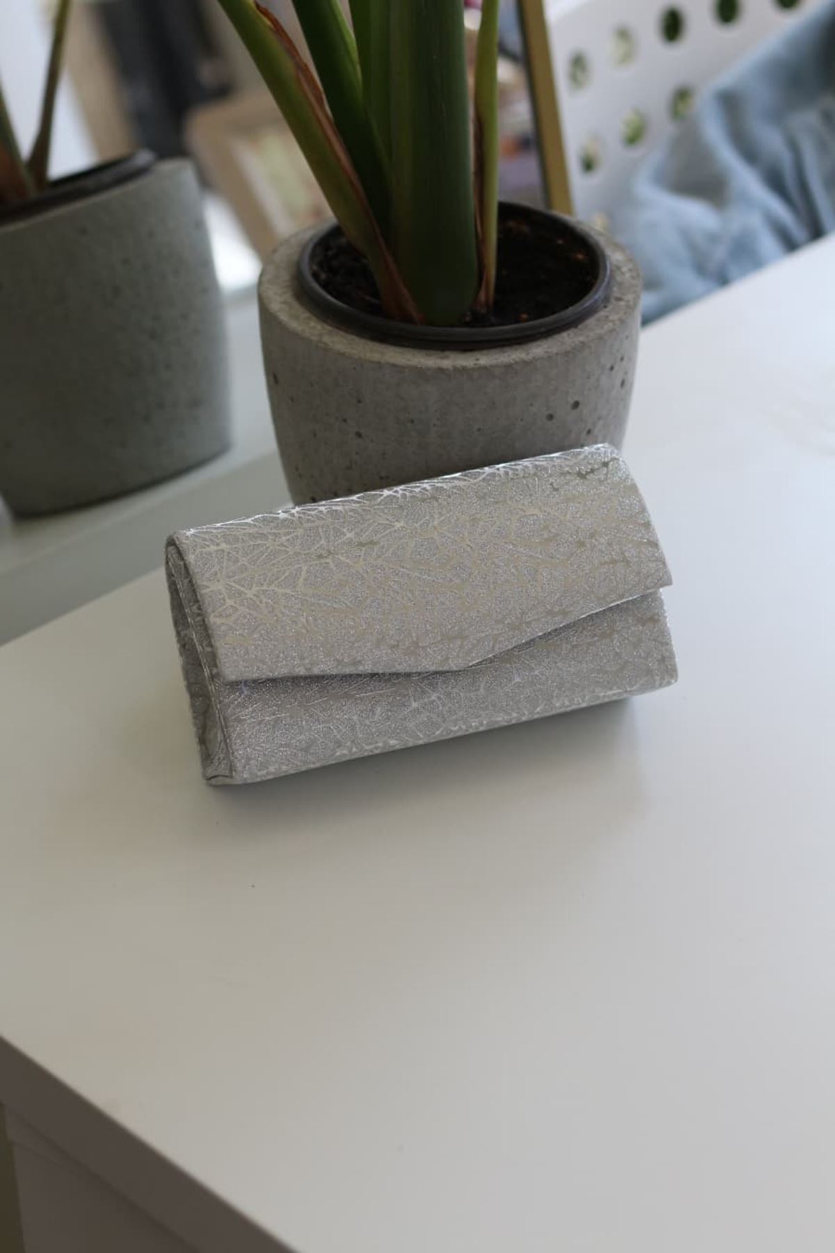 Silver Parlak Desenli Mini Kutu Omuz Çantası