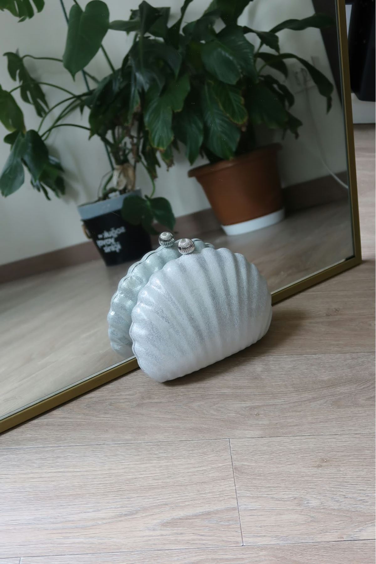 Silver istiridye Simli Zincirli Çanta