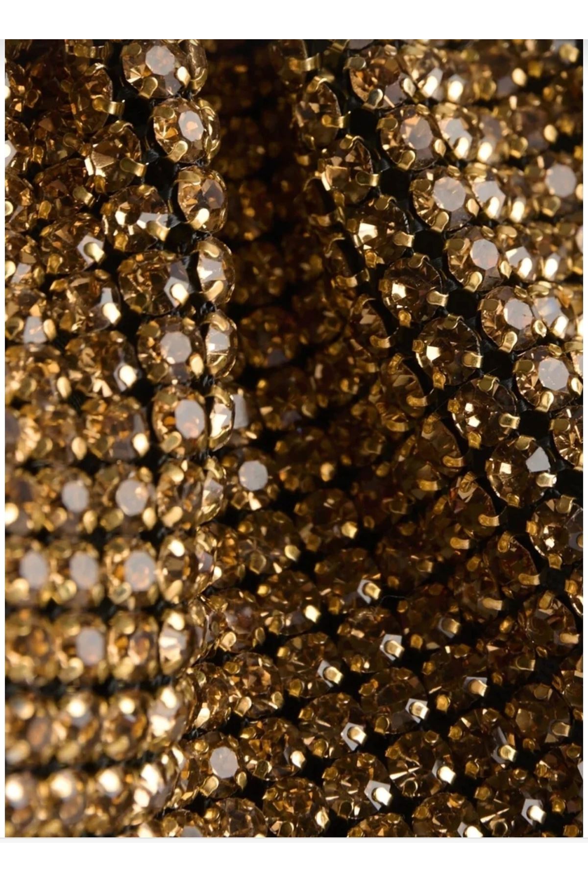 Gold Taşlı Çift Saplı Zincirli Abiye Çanta