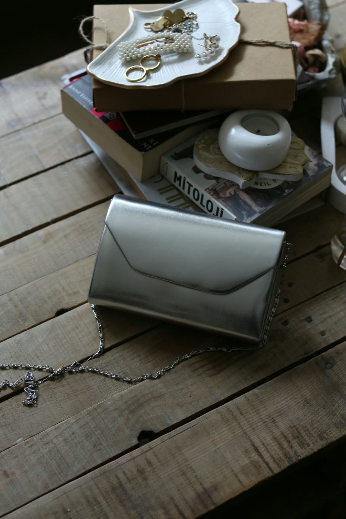 Silver Parlak Mini Omuz Çantası
