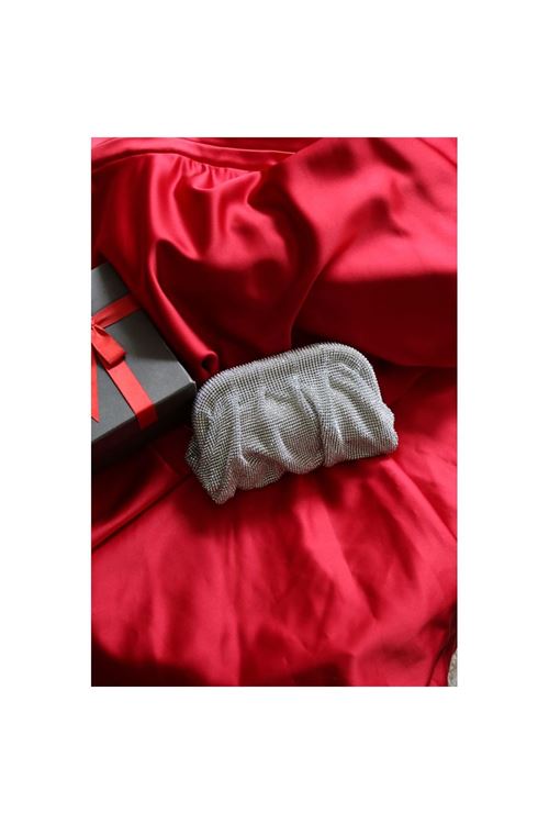 Silver Taş  Mini Dokuma Burs Detaylı Abiye Çanta