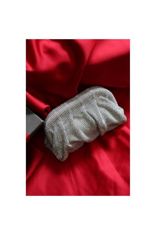 Silver Taş  Mini Dokuma Burs Detaylı Abiye Çanta