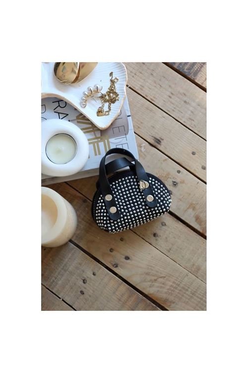 Siyah zımbalı mini maskot bozuk para cüzdanı