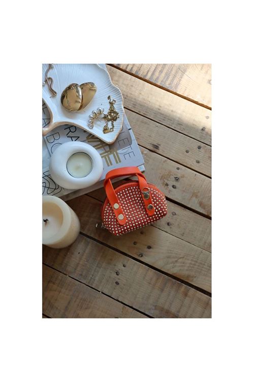 Turuncu zımbalı mini maskot bozuk para cüzdanı