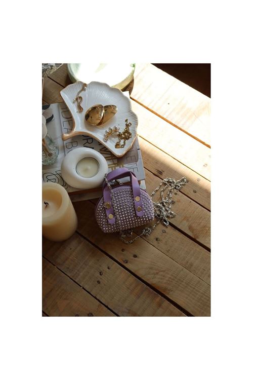 lila zımbalı mini maskot bozuk para cüzdanı