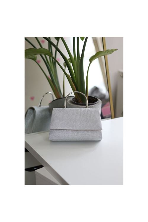 Silver  Dokulu Metal Sap Detaylı El &amp;amp; Omuz Çantası