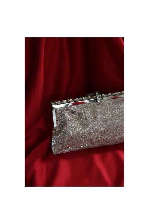 Rose gold  burgu dokulu kristal burslu abiye el çantası