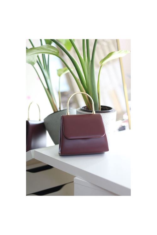 Kadın Bordo Metal Sap Detaylı  Abiye El Omuz Çantası