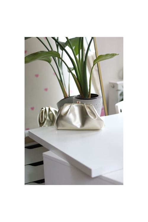 Gold gold burslu mini pouch el omuz çantası