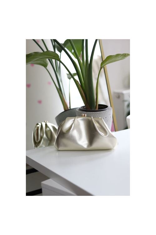 Gold gold burslu mini pouch el omuz çantası