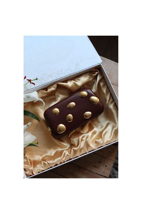 Zincir Detaylı Bordo Parlak Deri Abiye Çanta