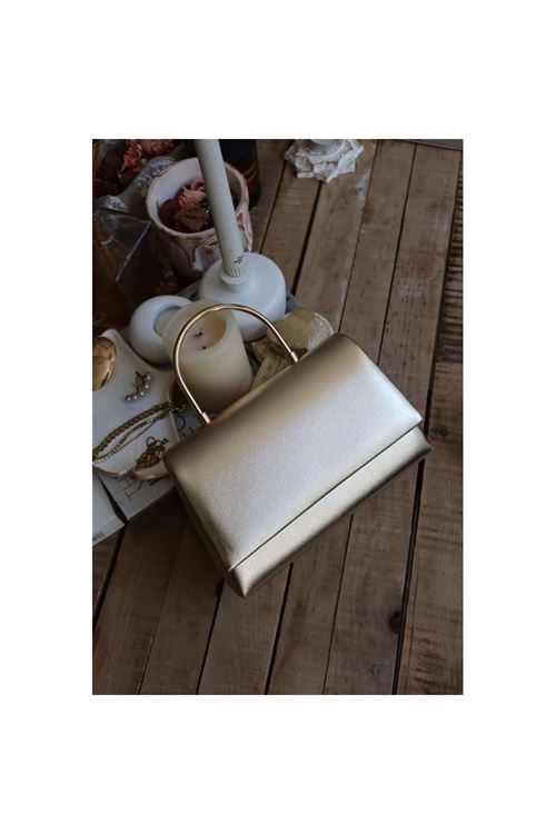 Gold Rugan Metal Tutma Saplı Kapaklı Abiye Çantası