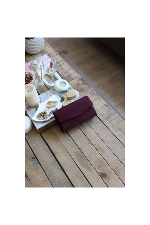 süet bordo mini kutu omuz çantası