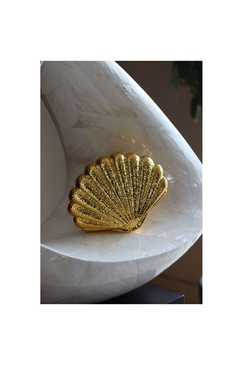 Gold İstiridye Mika Zincirli El Omuz Çantası