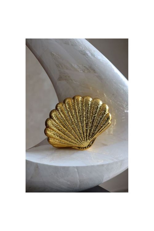 Gold İstiridye Mika Zincirli El Omuz Çantası