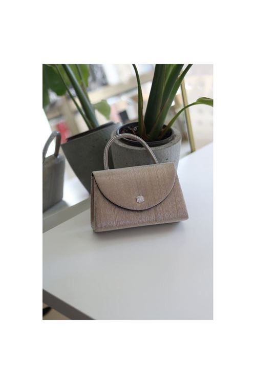 Rose Gold kristal toka detaylı çizgi doku abiye çanta