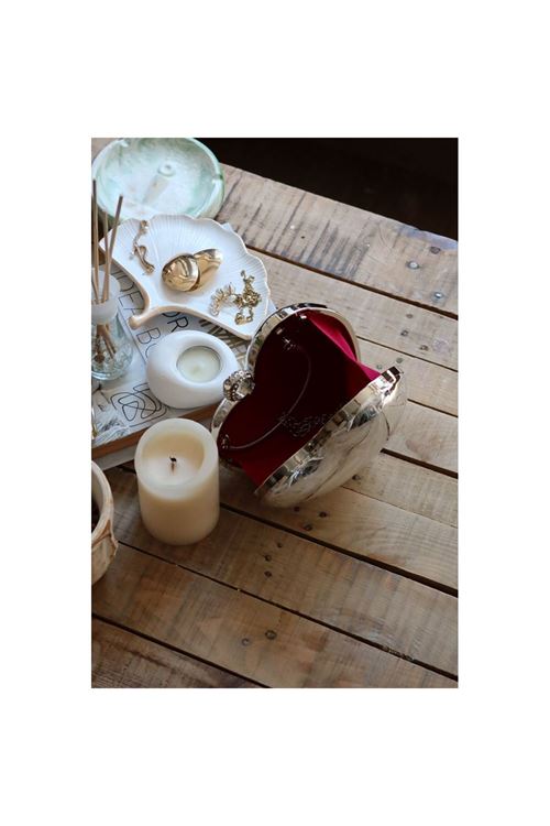 Silver Metal Kalp Zincirli El Omuz Çantası