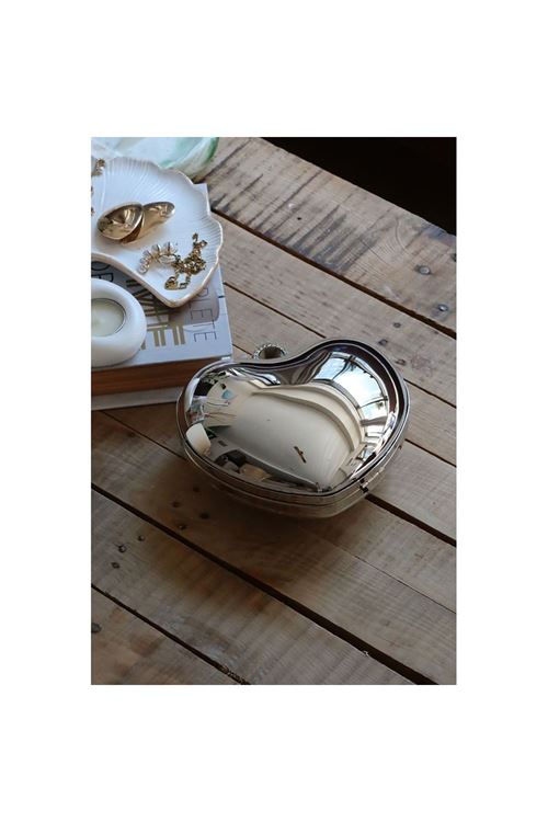 Silver Metal Kalp Zincirli El Omuz Çantası