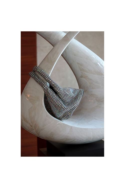 RGB Taşlı Çift Saplı Zincirli Abiye Çanta