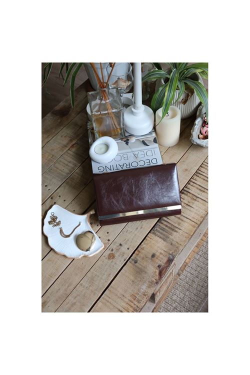 Kadın Acı Kahve Rugan Şerit Detaylı Zincirli Omuz Çantası