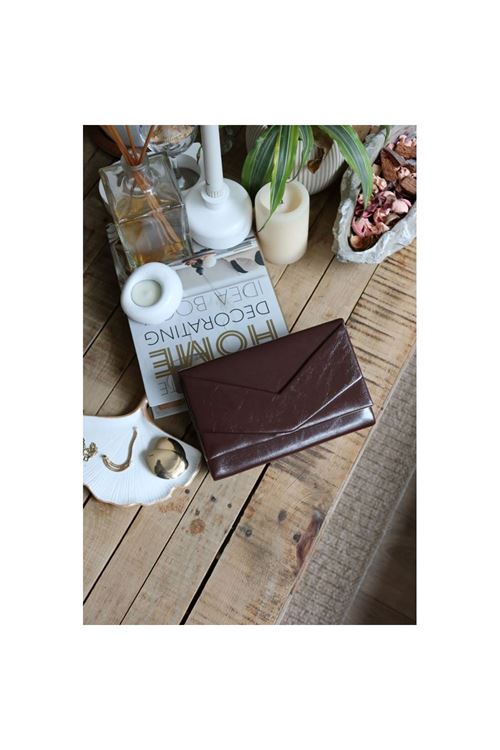 Kadın Acı Kahve Rugan Zarf Kutu Omuz Çantası