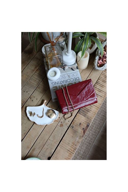 Kadın Bordo Rugan Zarf Kutu Omuz Çantası