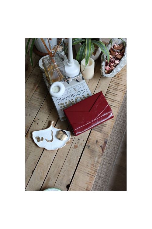 Kadın Bordo Rugan Zarf Kutu Omuz Çantası