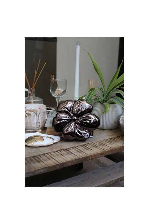 Kadın Platin Mika Kaplama Çiçek Desenli Abiye Çanta