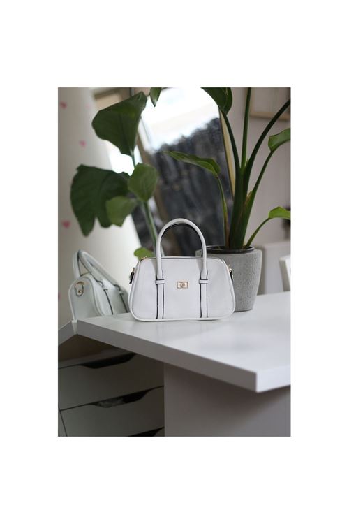 Kadın Beyaz Çift Şeritli Minimal Günlük El &amp;amp; Omuz Çantası