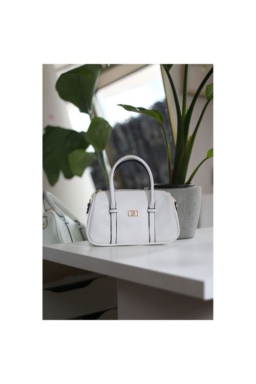 Kadın Beyaz Çift Şeritli Minimal Günlük El &amp;amp; Omuz Çantası