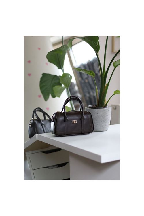 Kadın Acı Kahve Çift Şeritli Minimal Günlük El &amp;amp; Omuz Çantası