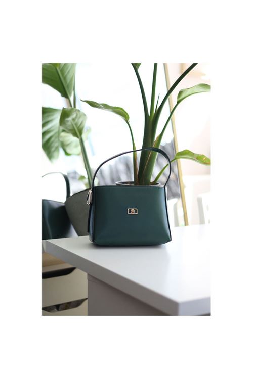 Yeşil Dokulu Tutma Saplı El Omuz Çantası