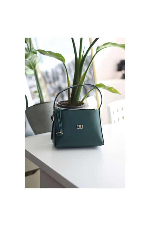 Yeşil Dokulu Tutma Saplı El Omuz Çantası