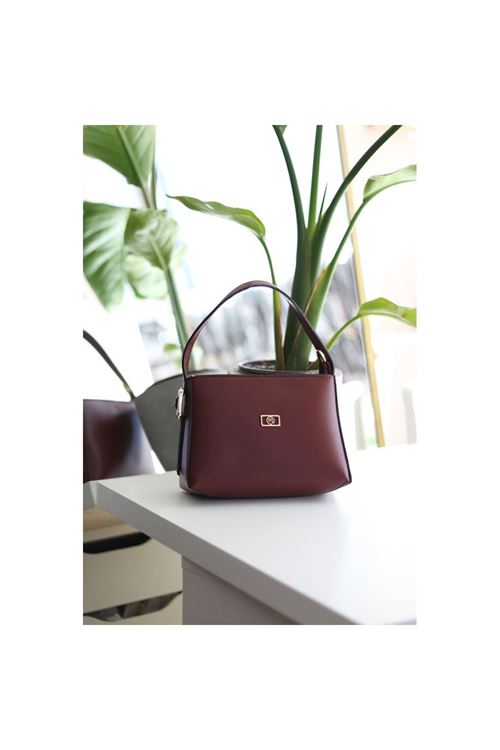 Bordo Dokulu Tutma Saplı El Omuz Çantası