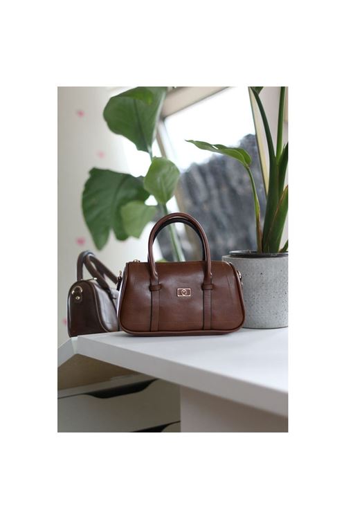 Kadın Taba Çift Şeritli Minimal Günlük El &amp;amp; Omuz Çantası