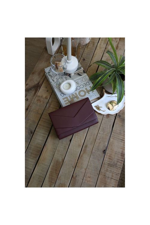 Kadın Bordo Zarf Kutu Omuz Çantası